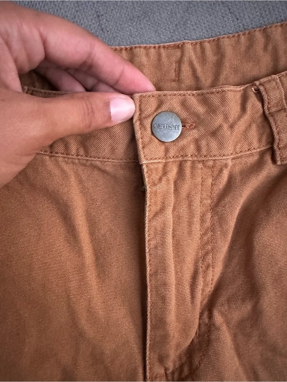 Carhartt Tan Work Shorts with Back Patch Pockets
